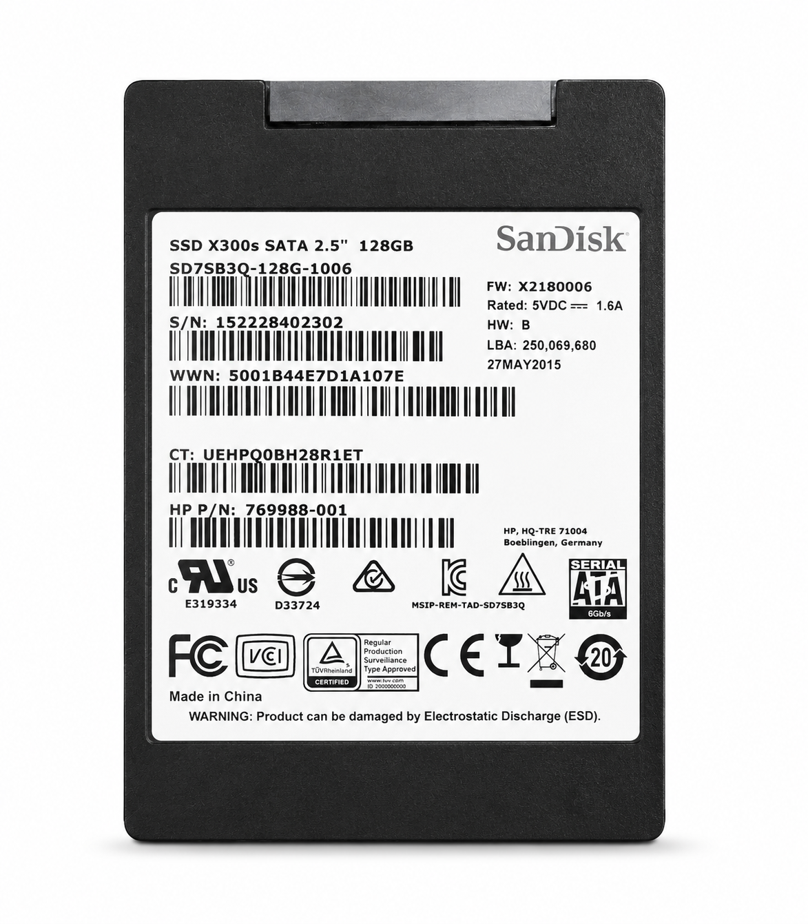 Sandisk Sandisk X300s SD7SB3Q SSD 128Go Sandisk X300s SD7SB3Q SSD 128Go (2,5") SATA III 6Gbps – Image 1
